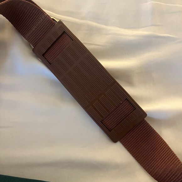 Polo Ralph Lauren Canvas Messenger Crossbody Bag Tote Green Brown Trim 15” Wide - Picture 14 of 14